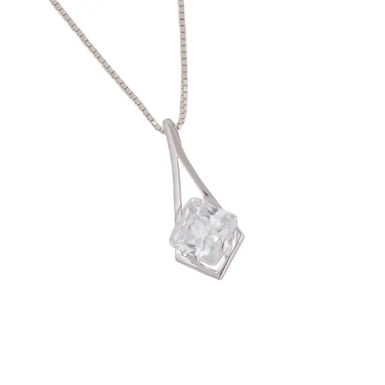 Wisior srebrny z kwadratową cyrkonią